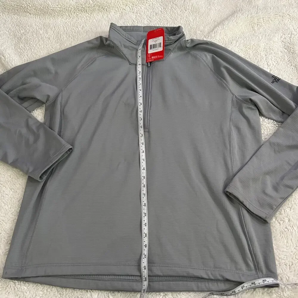 NWT North Face Sweater Mens 2XL Gray Tech 1/4 Zip Fleece Pullover Outdoors Hikin